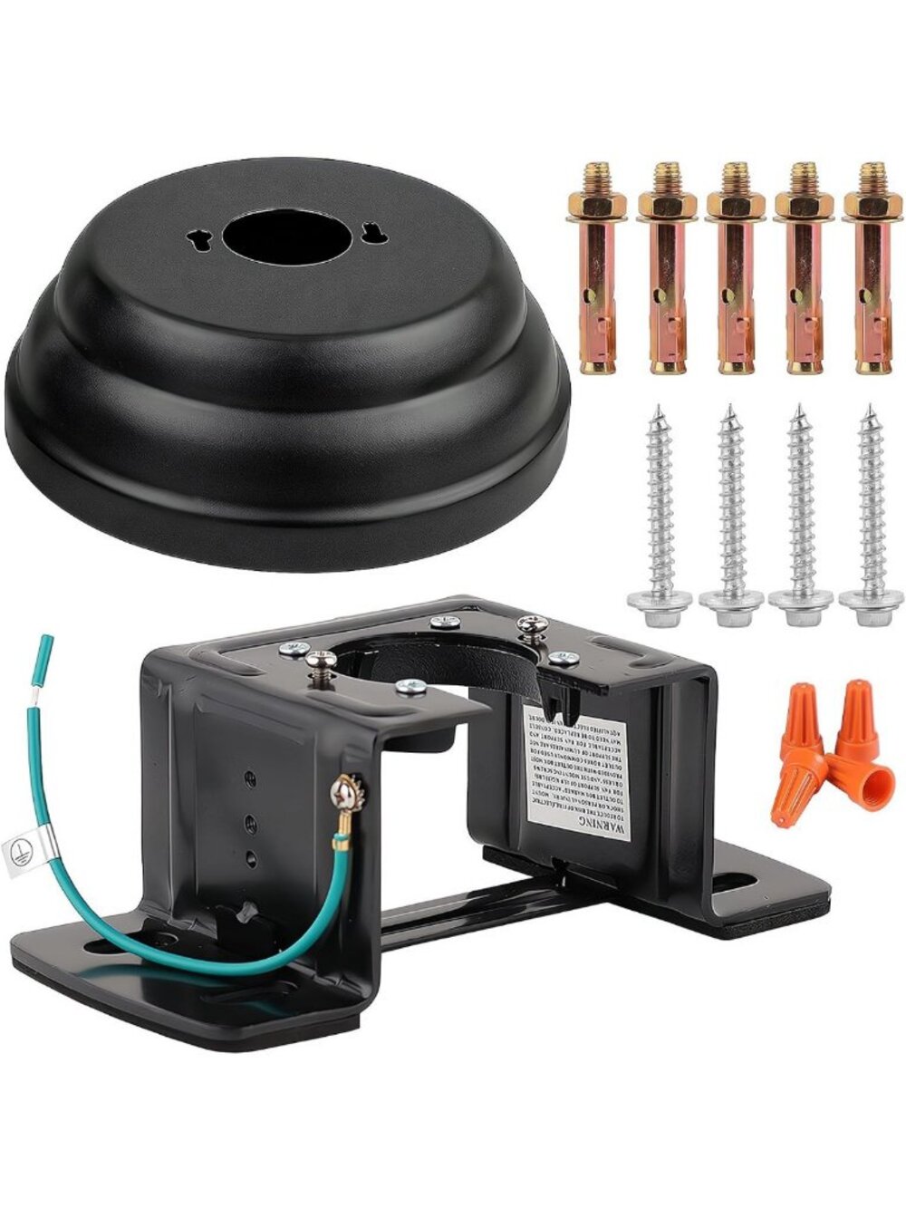 Heavy Duty Ceiling Fan Mounting Bracket Kit, Matte Black Canopy, 220lbs Capacity